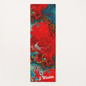 赤はっきりしたとティール(緑がかった色)のカラフル祈りの言葉 ヨガマット (正面)