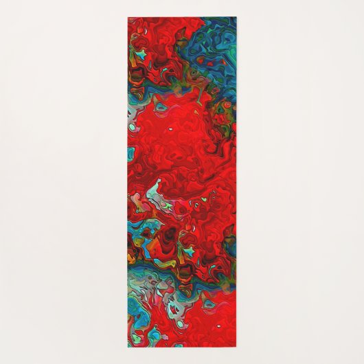 赤はっきりしたとティール(緑がかった色)のカラフル祈りの言葉 ヨガマット (裏面)