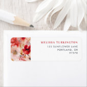 赤はっきりしたとピンクの抽象芸術結婚の差出人住所 ラベル (インサイチュ)