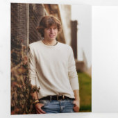 赤はっきりしたとモダン写真の卒業 三つ折り招待状 (内部最初)