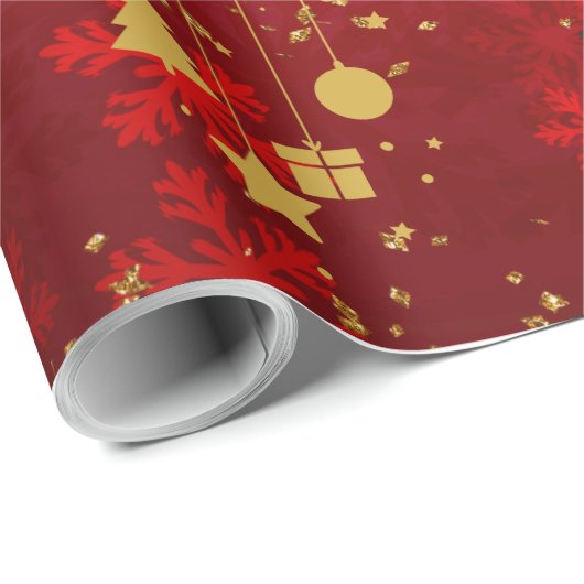 赤はっきりしたと金ゴールド ラッピングペーパー (ロールコーナー)