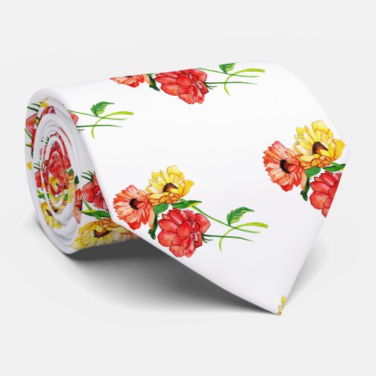 赤はっきりしたと黄のデイジー ネクタイ (ロール)