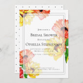 赤はっきりしたと黄の大デイジー 招待状 (正面/裏面)