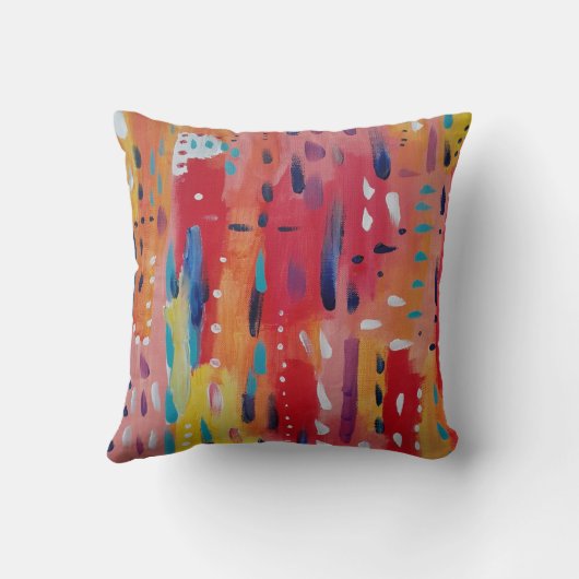 赤はっきりしたと黄の抽象芸術  クッション (裏面)