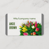 赤はっきりしたと黄色のチューリップ花アーカスタムト 名刺 (正面)
