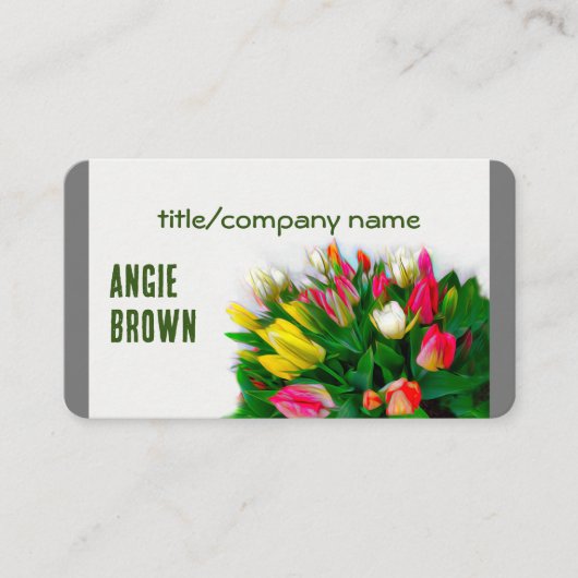 赤はっきりしたと黄色のチューリップ花アーカスタムト 名刺 (正面)