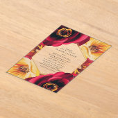 赤はっきりしたと黄色のフローラジオメト結婚リ アクリル招待状 (レイダウン)