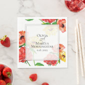 赤はっきりしたと黄色のフローラ スタンダードランチョンナプキン (インサイチュ)