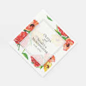 赤はっきりしたと黄色のフローラ スタンダードランチョンナプキン (角)