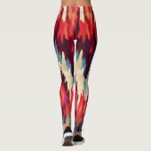 赤はっきりしたと黒のイカットデザイン レギンス (裏面)