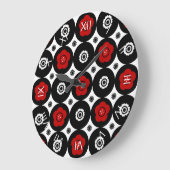 赤はっきりしたと黒のトレンディーモダン円 ラージ壁時計 (傾斜)