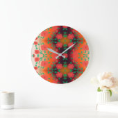 赤はっきりしたと黒のフローラ設計された時計 ラージ壁時計 (ホーム)
