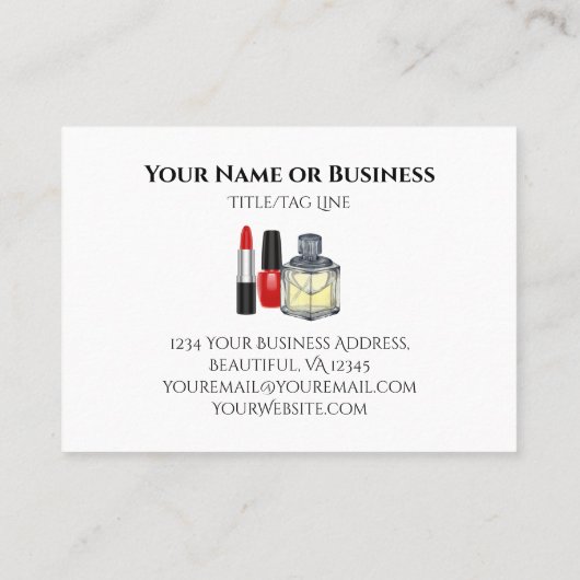 赤はっきりしたと黒のメイクアップと爪、 ネイルポーランドサロン 名刺 (裏面)