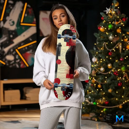 赤はっきりしたと黒の抽象芸術スケートボードデザイン スケートボード