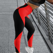 赤はっきりしたと黒のHarlequinチェックパターン レギンス