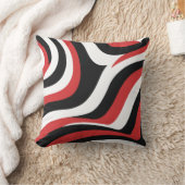赤はっきりしたと黒波のパターン クッション (ブランケット)