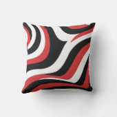赤はっきりしたと黒波のパターン クッション (裏面)