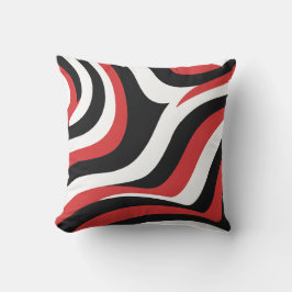 赤はっきりしたと黒波のパターン クッション