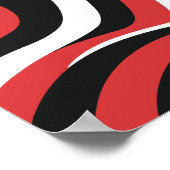 赤はっきりしたと黒波のパターン ポスター (角)