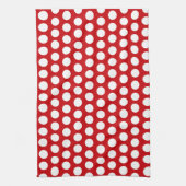 赤はっきりしたの白水玉模様 キッチンタオル (縦)