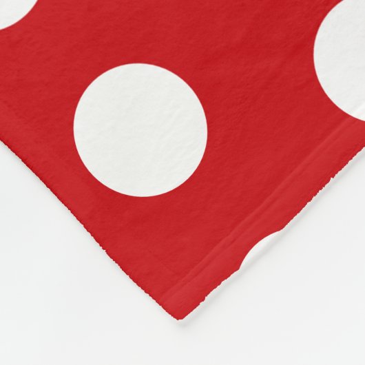 赤はっきりしたの白水玉模様 フリースブランケット (角)