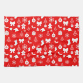 赤はっきりしたの聖降誕祭に白 キッチンタオル (横)