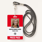 赤はっきりしたイベントプレスパス – 写真I.D. バッジ (正面ランヤード)