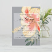 赤はっきりしたエレガント色オレンジ色フローラ結婚ズ 招待状 (スタンド正面)