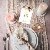 赤はっきりしたエレガント金ゴールドフローラモノグラム結婚ズ テーブルナンバー