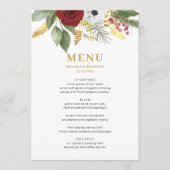 赤はっきりしたエレガント金ゴールドフローラモノグラム結婚ズ メニュー (正面)