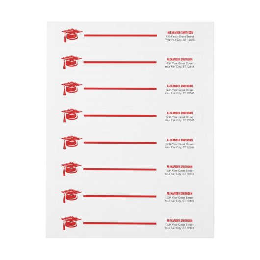 赤はっきりしたキャップ卒業ラップのまわりにラベル ラップアラウンドラベル (シート)