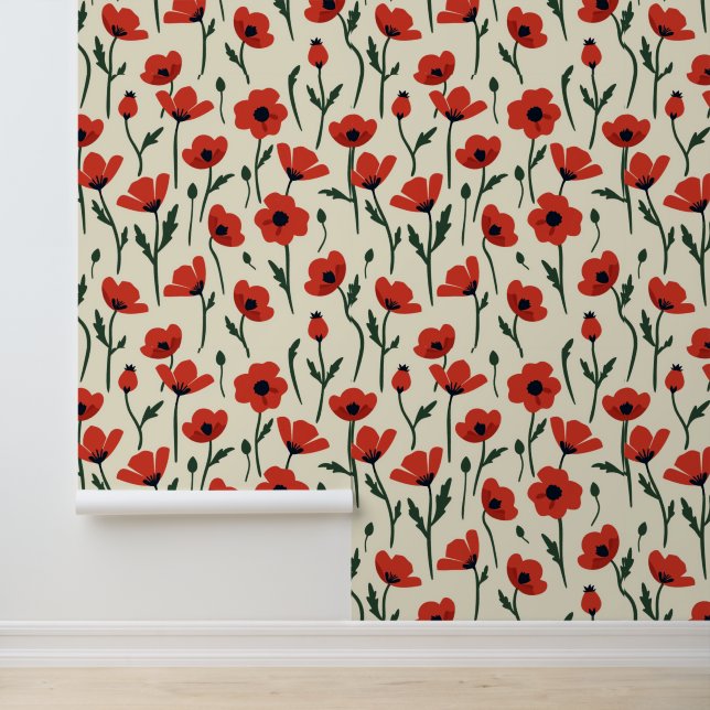 赤はっきりしたケシ | クラシック花の模様 壁紙 (アプリケーション)