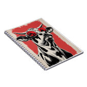 赤はっきりしたサングラス付き牛イラストレーション ノートブック (右側)