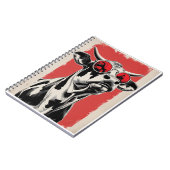 赤はっきりしたサングラス付き牛イラストレーション ノートブック (左側)