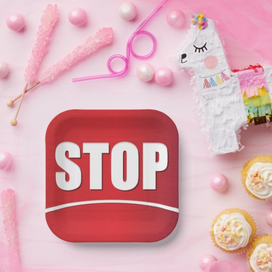 赤はっきりしたストップ記号 ペーパープレート (パーティー)