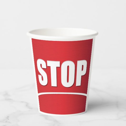 赤はっきりしたストップ記号 紙コップ (正面)