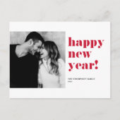 赤はっきりしたタイポグラフィハッピーニューイヤー写真 シーズンポストカード (正面)
