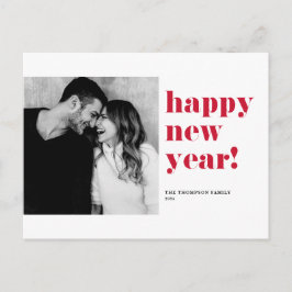 赤はっきりしたタイポグラフィハッピーニューイヤー写真 シーズンポストカード