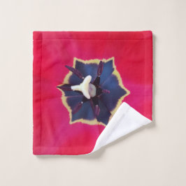 赤はっきりしたチューリップ花マクロ自然写真 ウォッシュタオル