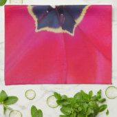 赤はっきりしたチューリップ花マクロ自然写真 キッチンタオル (折り畳み)