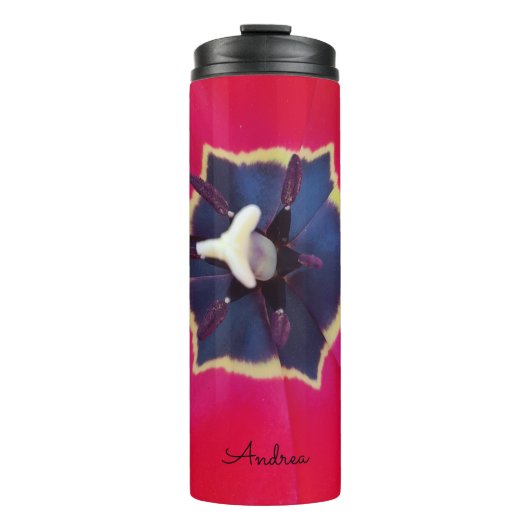 赤はっきりしたチューリップ花マクロ自然写真 タンブラー (正面)