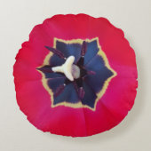 赤はっきりしたチューリップ花マクロ自然写真 ラウンドクッション (正面)