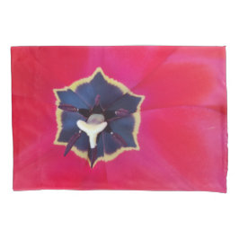 赤はっきりしたチューリップ花マクロ自然写真 枕カバー