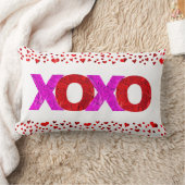 赤はっきりしたピモダンンクXOXOハートバレンタインデー ランバークッション (ブランケット)