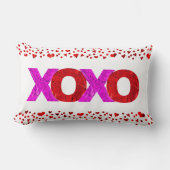 赤はっきりしたピモダンンクXOXOハートバレンタインデー ランバークッション (正面)