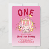 赤はっきりしたピンクサーカス1日 招待状 (正面)