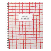 赤はっきりしたピンクチェックパターン手帳 ノートブック (正面)