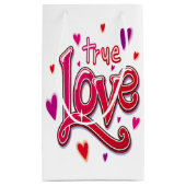 赤はっきりしたピンク文字の真の愛 スモールペーパーバッグ (裏面)