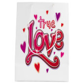 赤はっきりしたピンク文字の真の愛 ミディアムペーパーバッグ (裏面)