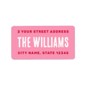 赤はっきりしたピンク白差出人住所 ラベル (正面)